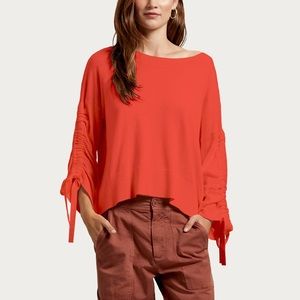 Michael Stars Womens Cecily Ruched Sleeve Pullover